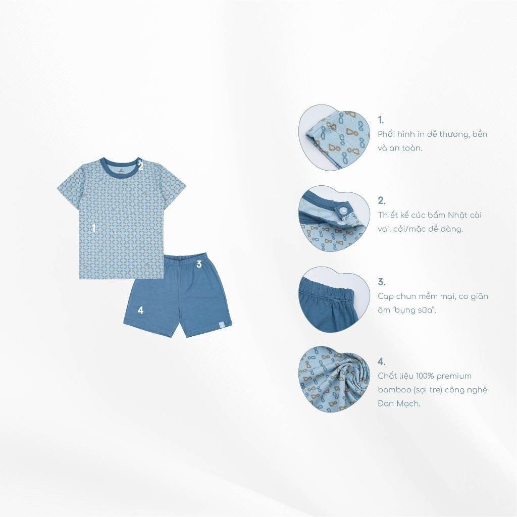 BuBaby (12M-18M) Bộ ngắn tay cài vai cho bé BBB1301NS - Bu baby bé gái -  Quần áo Bu Baby