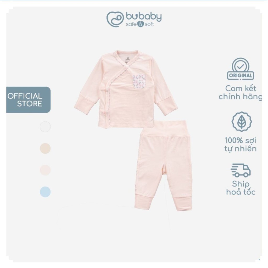 BuBaby Bộ dài tay cài chéo cho bé sơ sinh vải sợi tre mểm mại - Bambus BBB110803 | Bu Baby Chính Hãng