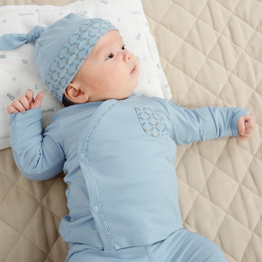 BuBaby Bộ dài tay cài chéo cho bé sơ sinh vải sợi tre mểm mại - Bambus BBB110803 | Bu Baby Chính Hãng