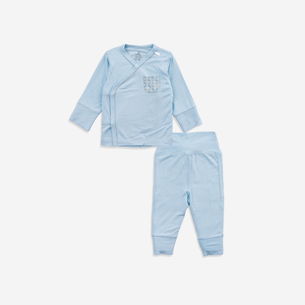 BuBaby Bộ dài tay cài chéo cho bé sơ sinh vải sợi tre mểm mại - Bambus BBB110803 | Bu Baby Chính Hãng