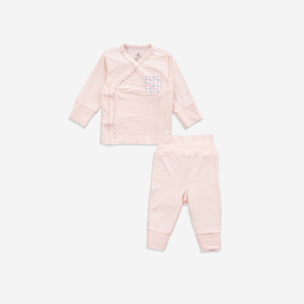 BuBaby Bộ dài tay cài chéo cho bé sơ sinh vải sợi tre mểm mại - Bambus BBB110803 | Bu Baby Chính Hãng