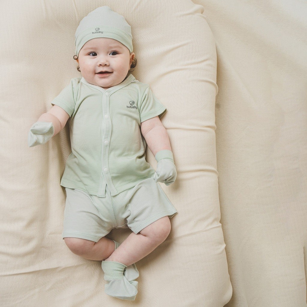 BuBaby Bộ ngắn tay cài giữa xuân hè cho bé sơ sinh từ 1 đến  12 tháng - BU Siro BSR130202  | Bu Baby Chính Hãng