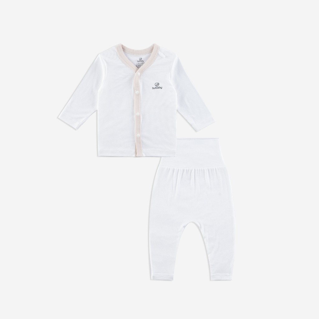 BuBaby Bộ dài tay cài giữa cho bé sơ sinh từ 1 đến 9 tháng chất vải thoải mái, co giãn  - Siro BSR110202 | Quần áo Bu