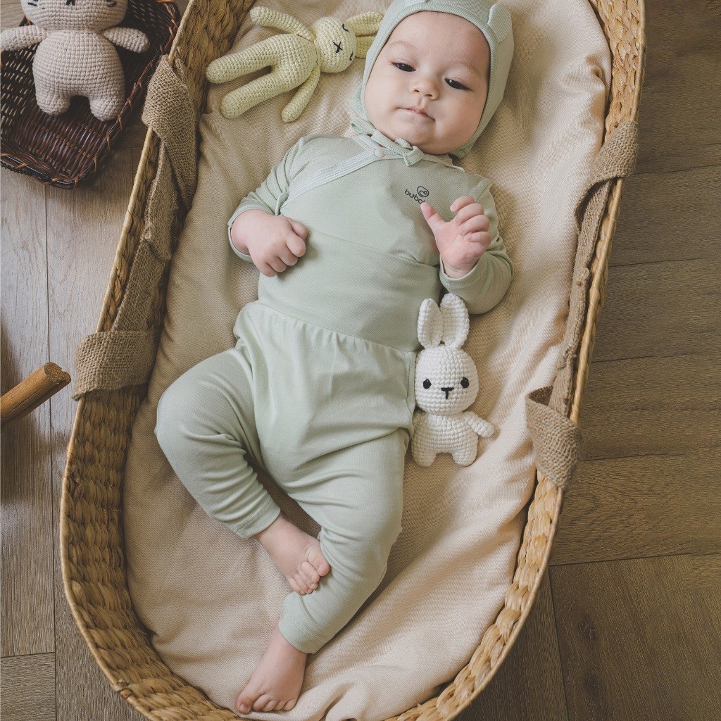 BuBaby Bộ dài tay cài chéo cho bé sơ sinh chất vải thoải mái, co giãn  - Siro BSR110802 | Bu Baby Chính Hãng