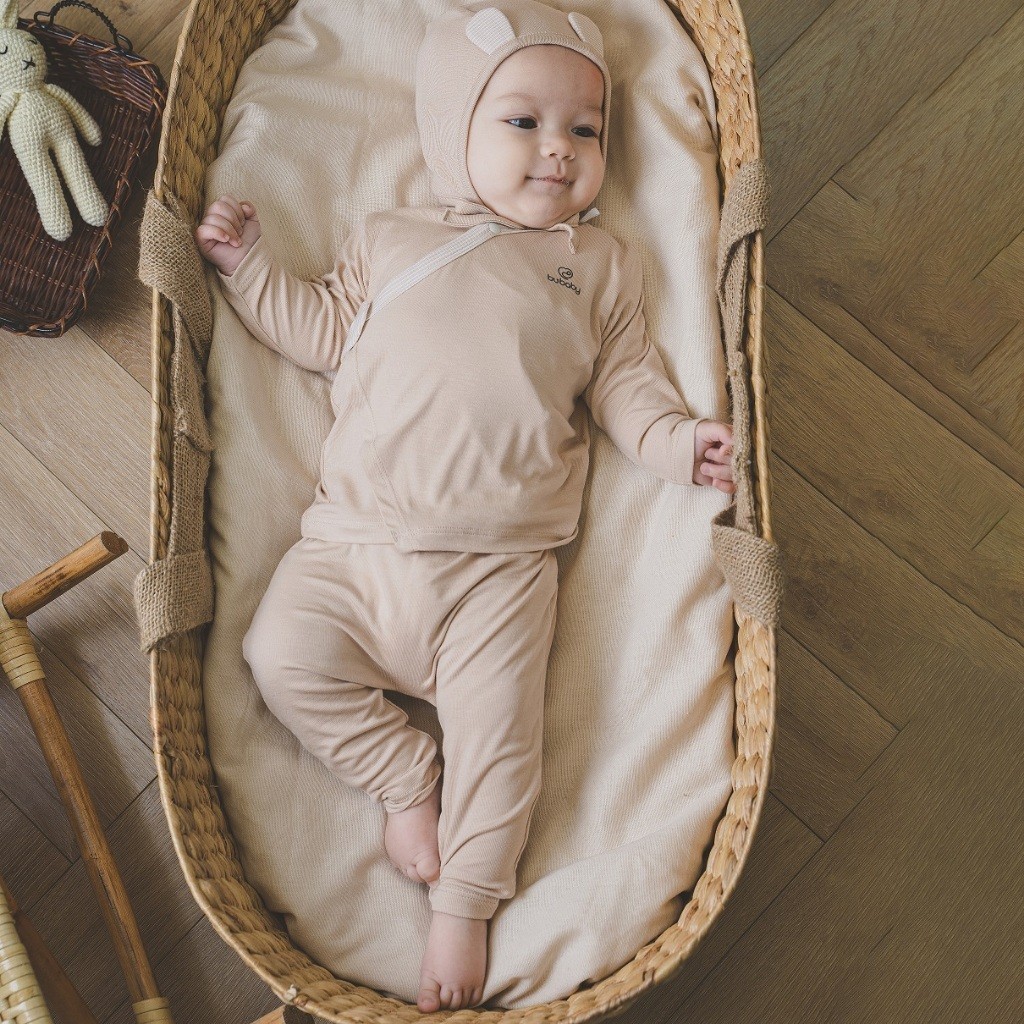 BuBaby Bộ dài tay cài chéo cho bé sơ sinh chất vải thoải mái, co giãn  - Siro BSR110802 | Bu Baby Chính Hãng