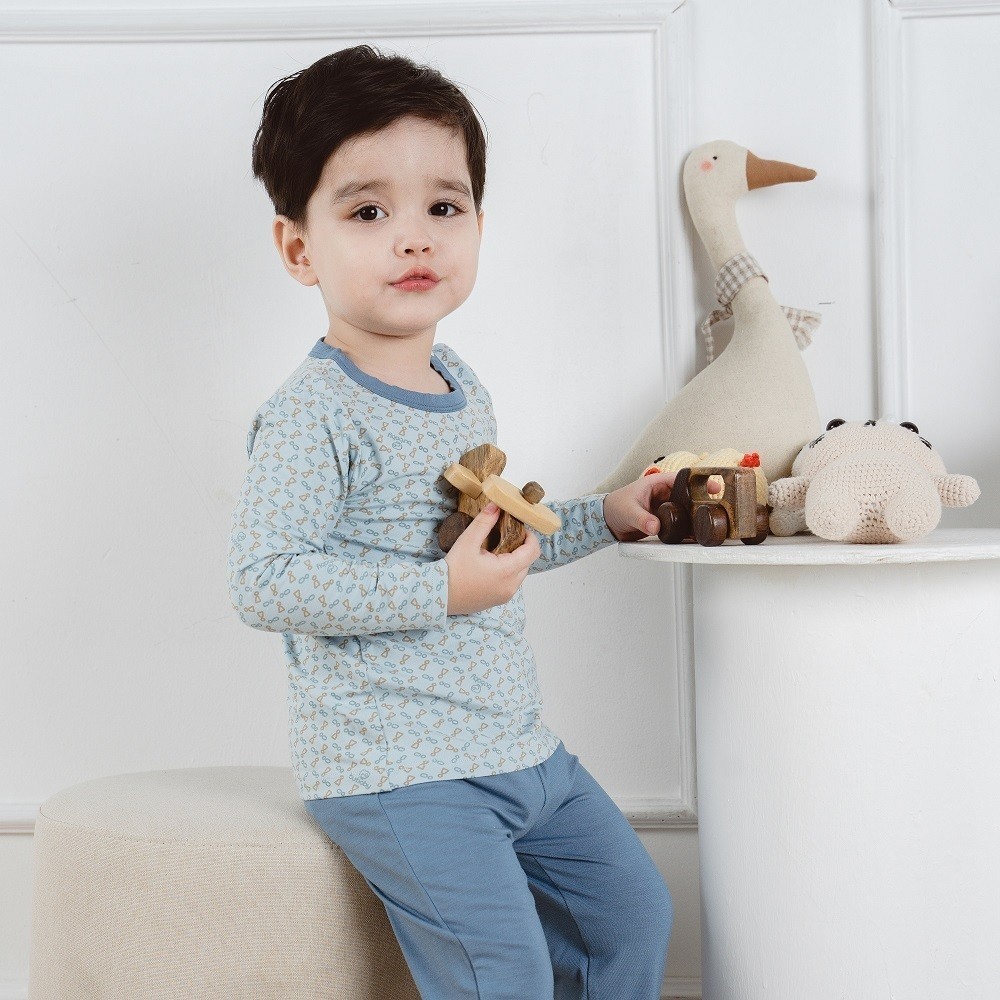 BuBaby Bộ dài tay cài vai Iconic cho bé từ 12 tháng đến 5 tuổi chất vải sợi tre - Bambus BBB1101NS | Quần áo chính hãng