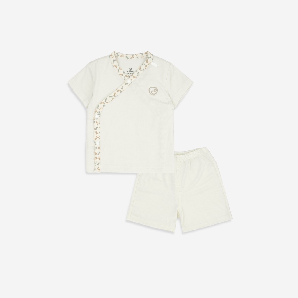 BuBaby (0-9M) Bộ ngắn tay cài chéo Iconic sợi tre co giãn thoải mái - Bu Baby sơ sinh - Quần áo Bu Baby BBB1308NS