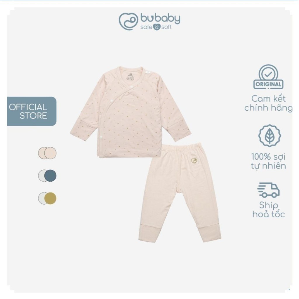 BuBaby Bộ quần áo dài tay cài chéo bao tay chân lật Glory - Bambus BBB110807 | Bu Baby Chính Hãng