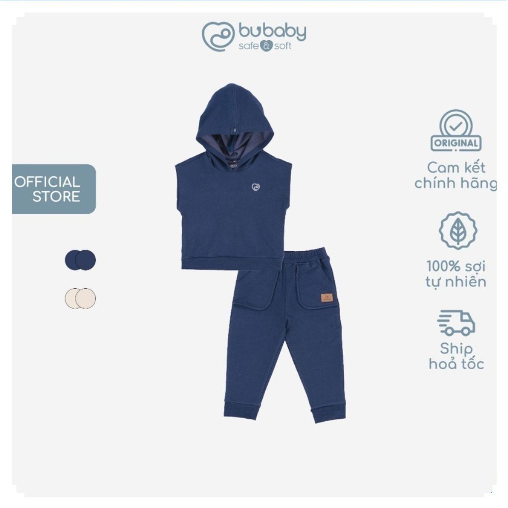 BuBaby Bộ quần áo gile có mũ - Terry BBC191701 | Quần áo chính hãng