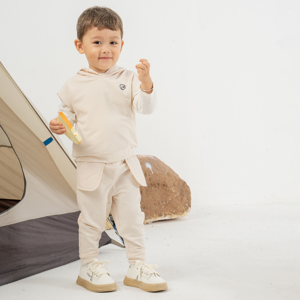 BuBaby Bộ quần áo gile có mũ - Terry BBC191701 | Quần áo chính hãng