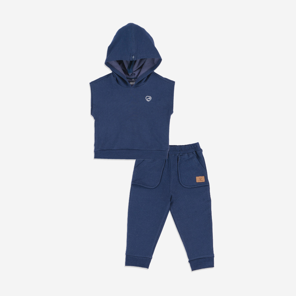 BuBaby Bộ quần áo gile có mũ - Terry BBC191701 | Quần áo chính hãng