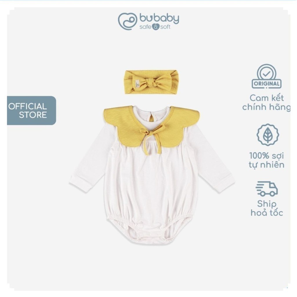 BuBaby Set Body kèm yếm cổ hoa bé gái Mimo cho bé sơ sinh từ 0 đến 12 tháng - GMC503100 | Bu Baby Chính Hãng