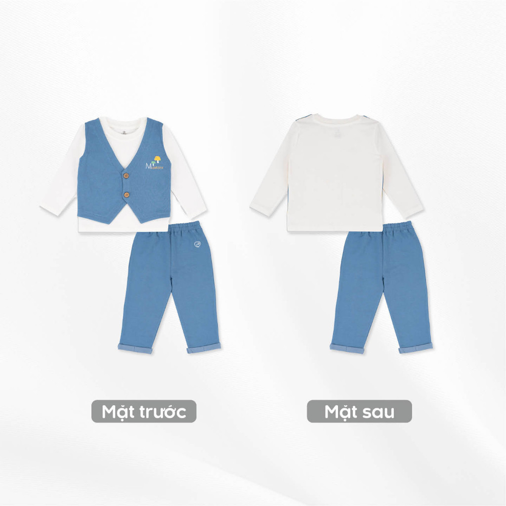 BuBaby Bộ quần áo giả gile cổ tròn - Terry BBC190400 | Bu Baby Chính Hãng