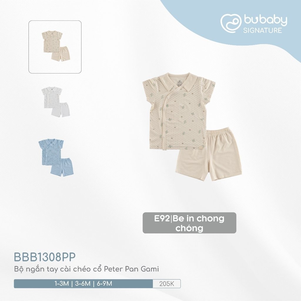 Bubaby (0-9M) Bộ ngắn tay cài chéo cổ Peter Pan Gami BBB1308PP - Bubaby sơ sinh - Bubaby chính hãng