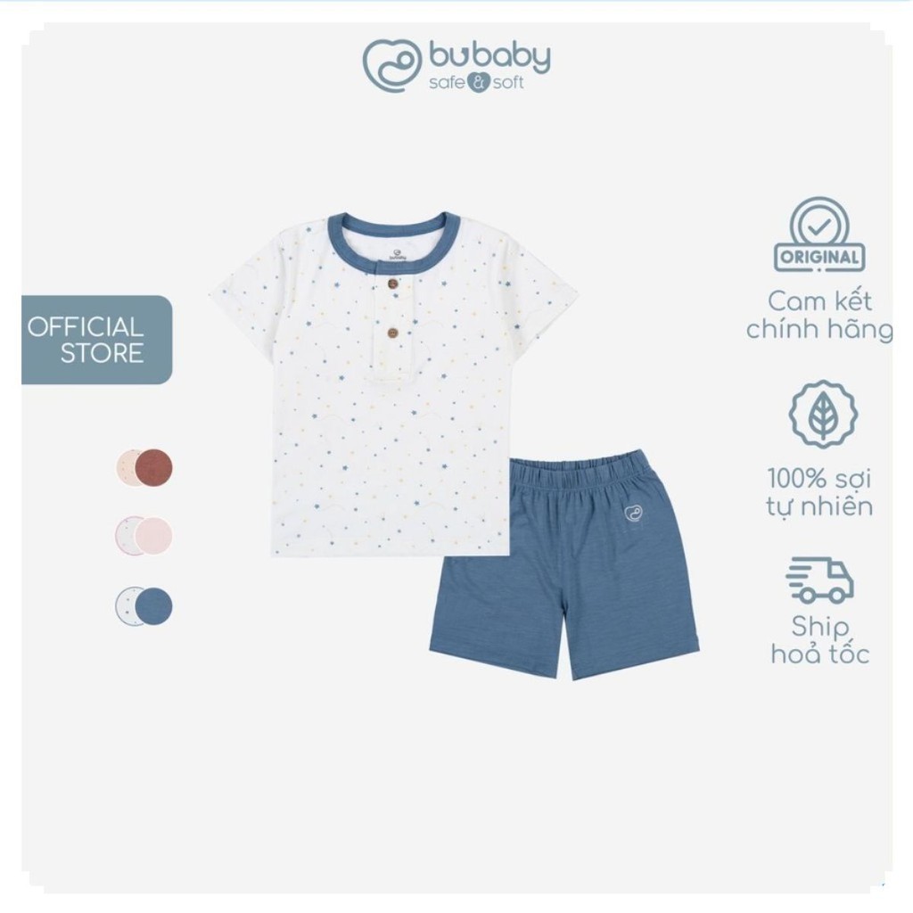 BuBaby Bộ quần áo ngắn tay cổ trụ Twinkle - Bambus BBB130300 | Bu Baby Chính Hãng