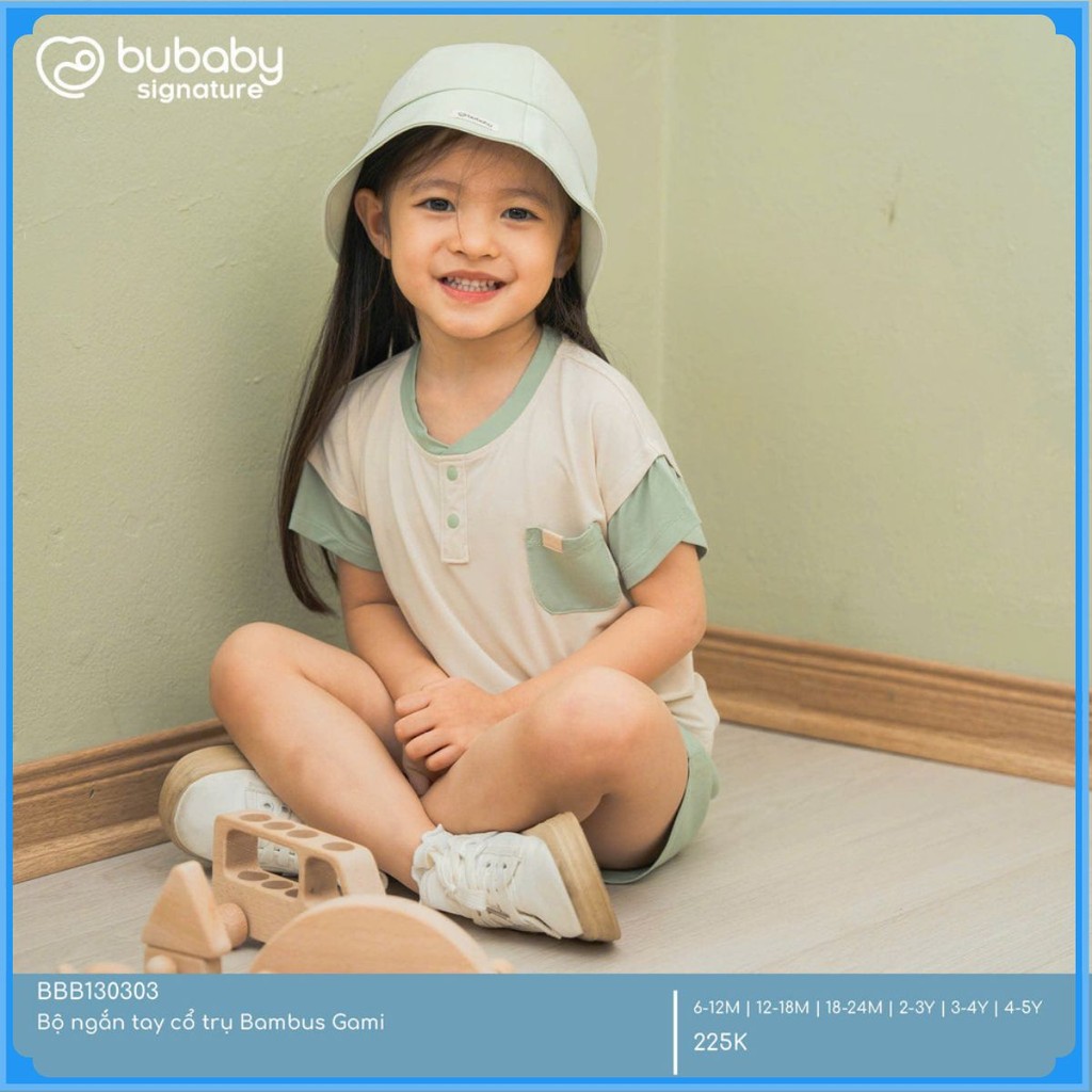 (6M - 5Y) Bộ ngắn tay cổ trụ Bambus Gami BBB130303 cho bé | Quần áo BU Baby chính hãng