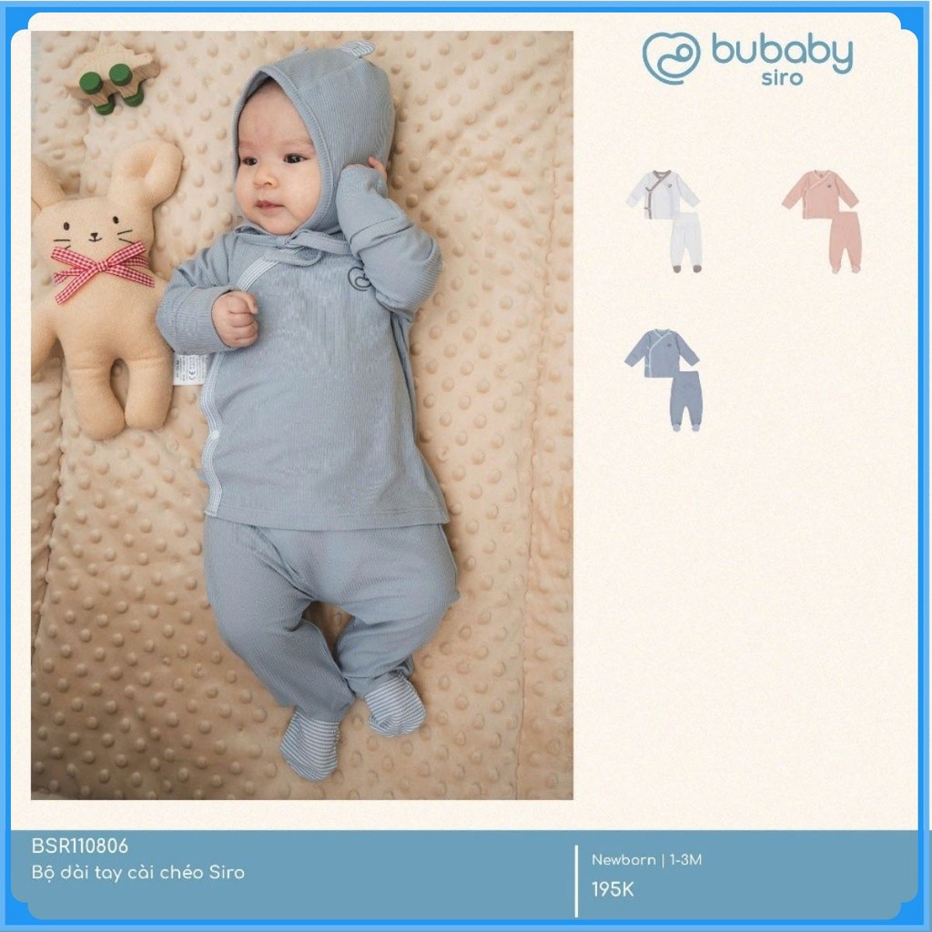 (NB-3M) Bộ dài tay cài chéo Siro - BSR110806 | Quần áo BU Baby Chính Hãng
