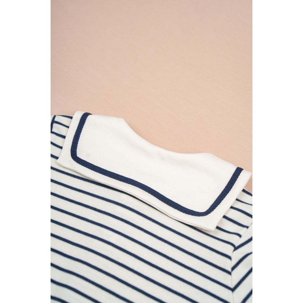 BU Baby (0M-12M) Body đùi ngắn tay cổ thủy thủ Bubaby Cotton PCT235301 | Sơ sinh Chính hãng