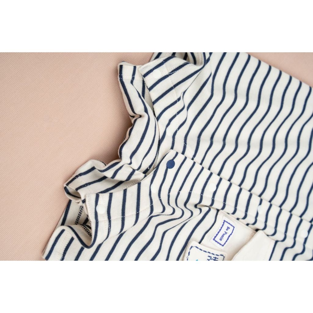 BU Baby (0M-12M) Body đùi ngắn tay cổ thủy thủ Bubaby Cotton PCT235301 | Sơ sinh Chính hãng