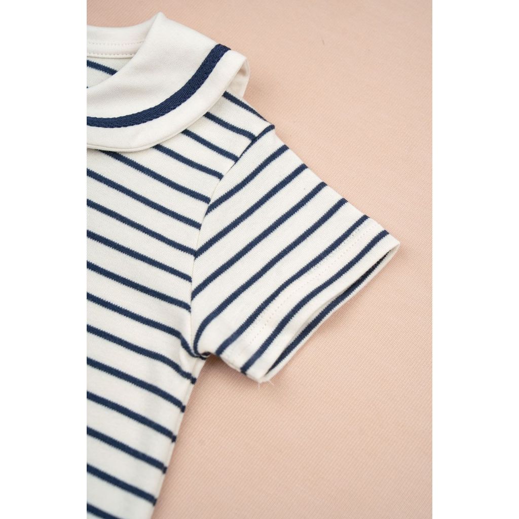 BU Baby (0M-12M) Body đùi ngắn tay cổ thủy thủ Bubaby Cotton PCT235301 | Sơ sinh Chính hãng