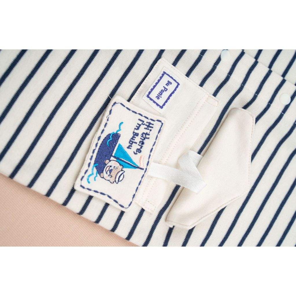 BU Baby (0M-12M) Body đùi ngắn tay cổ thủy thủ Bubaby Cotton PCT235301 | Sơ sinh Chính hãng