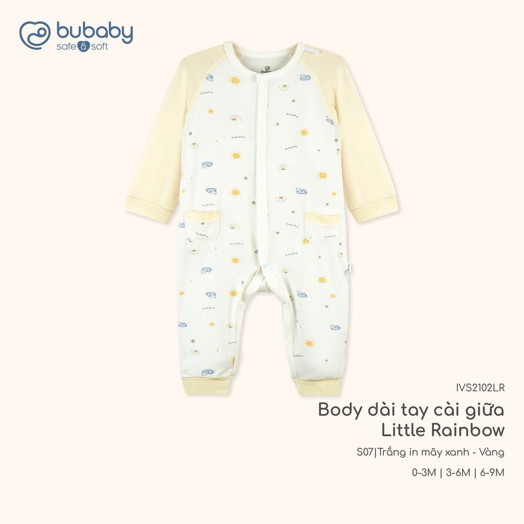 BU Baby (0M-9M) Body dài tay cài giữa Little Rainbow BU Viscose IVS2102LR | Sơ sinh chính hãng