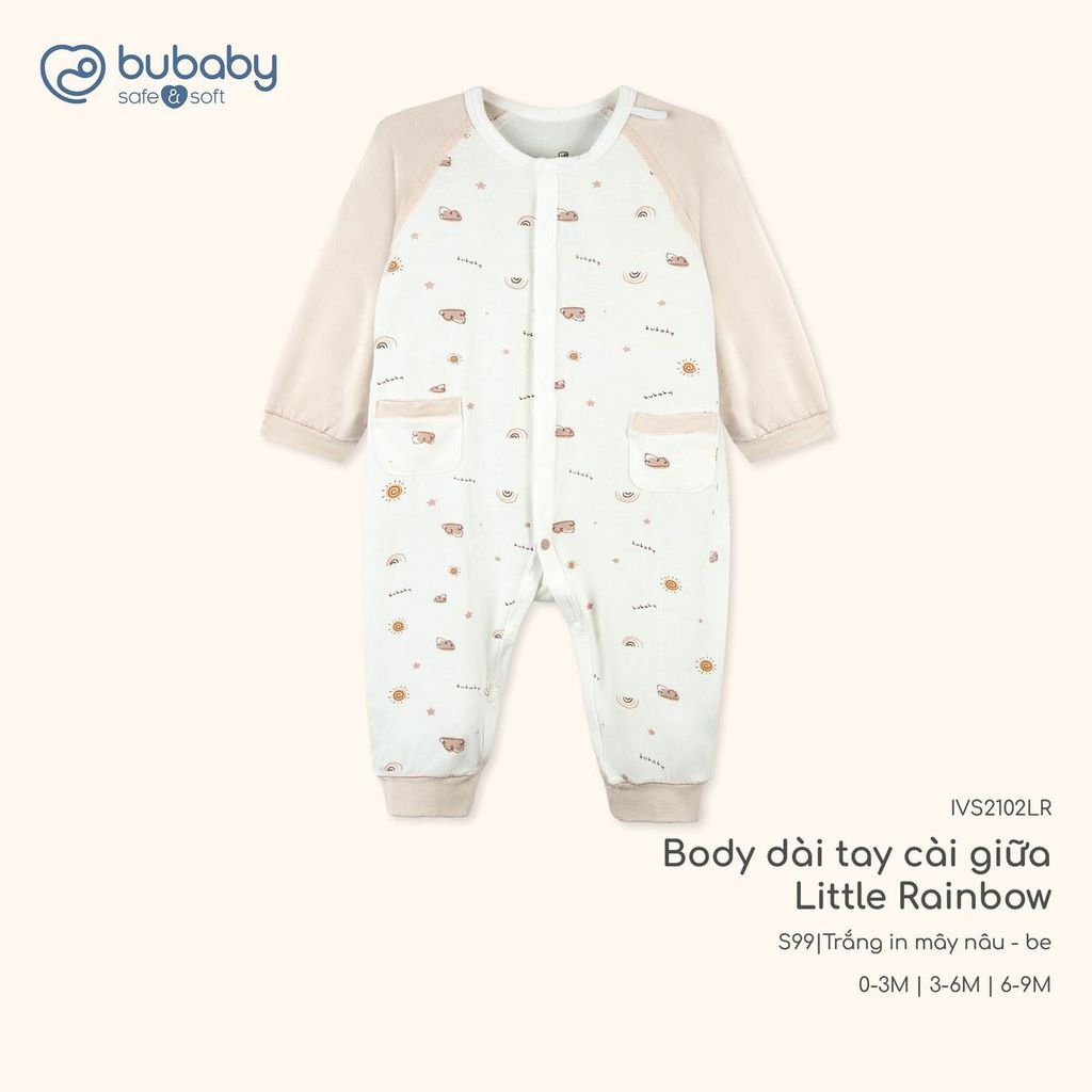 BU Baby (0M-9M) Body dài tay cài giữa Little Rainbow BU Viscose IVS2102LR | Sơ sinh chính hãng