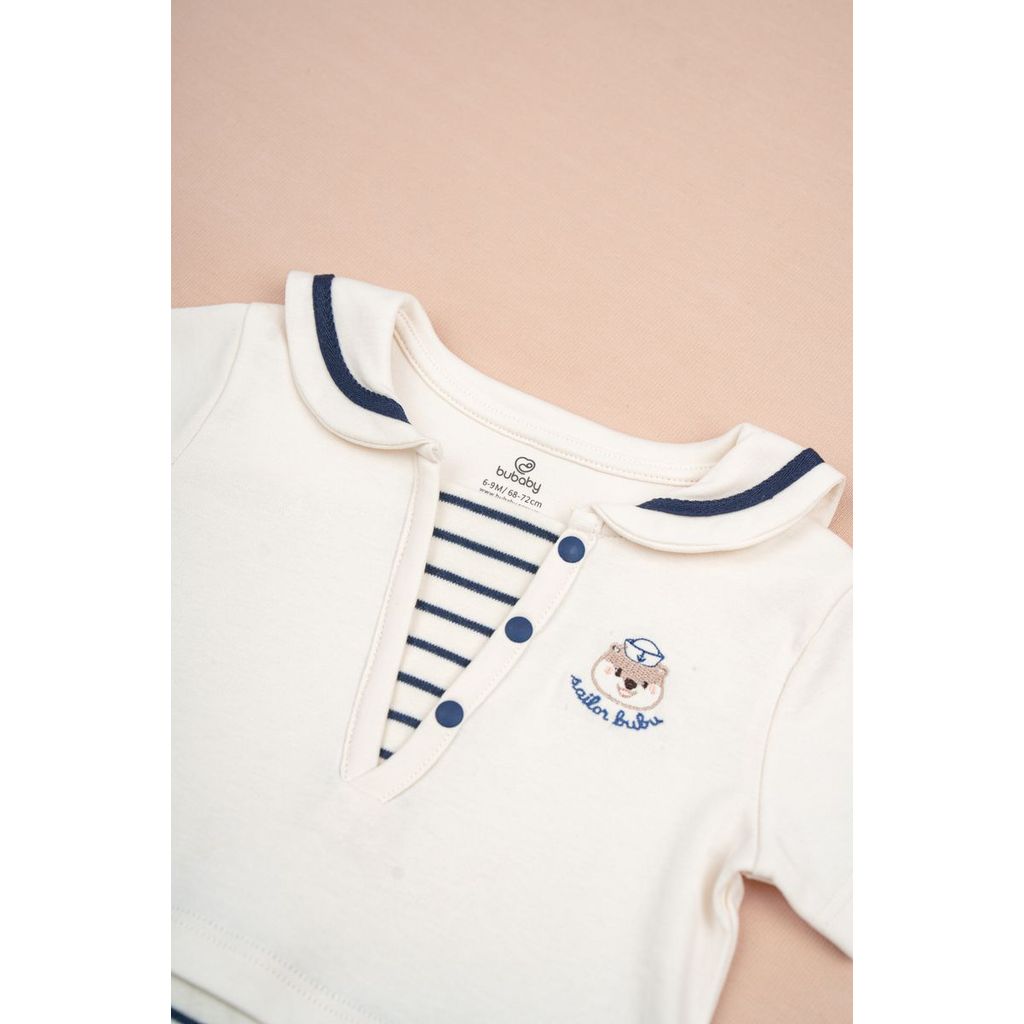 BU Baby (0M-12M) Body chip ngắn tay cổ thủy thủ Bubaby Cotton PCT235300 | Body Sơ sinh Chính hãng
