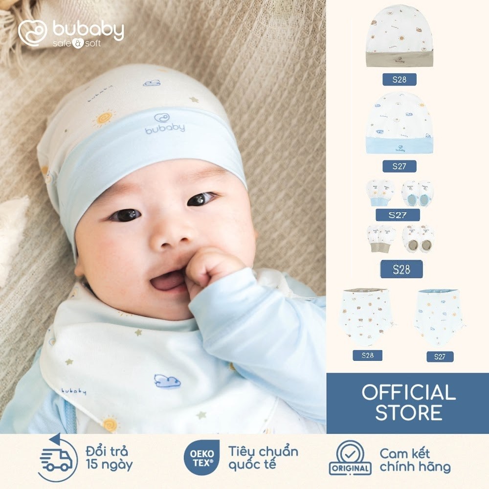 BU Baby Set Phụ kiện Mũ tròn Yếm Bao tay bao chân thoáng mát mềm mịn xinh yêu cho bé AVS1|Chính Hãng