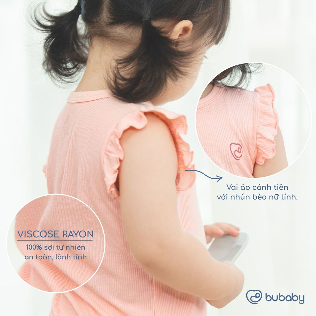 BU Baby (6M-5Y) Set 2 áo ngắn tay cổ tròn , áo 2 dây bé gái thoáng mát thời trang mùa hè | Chính hãng
