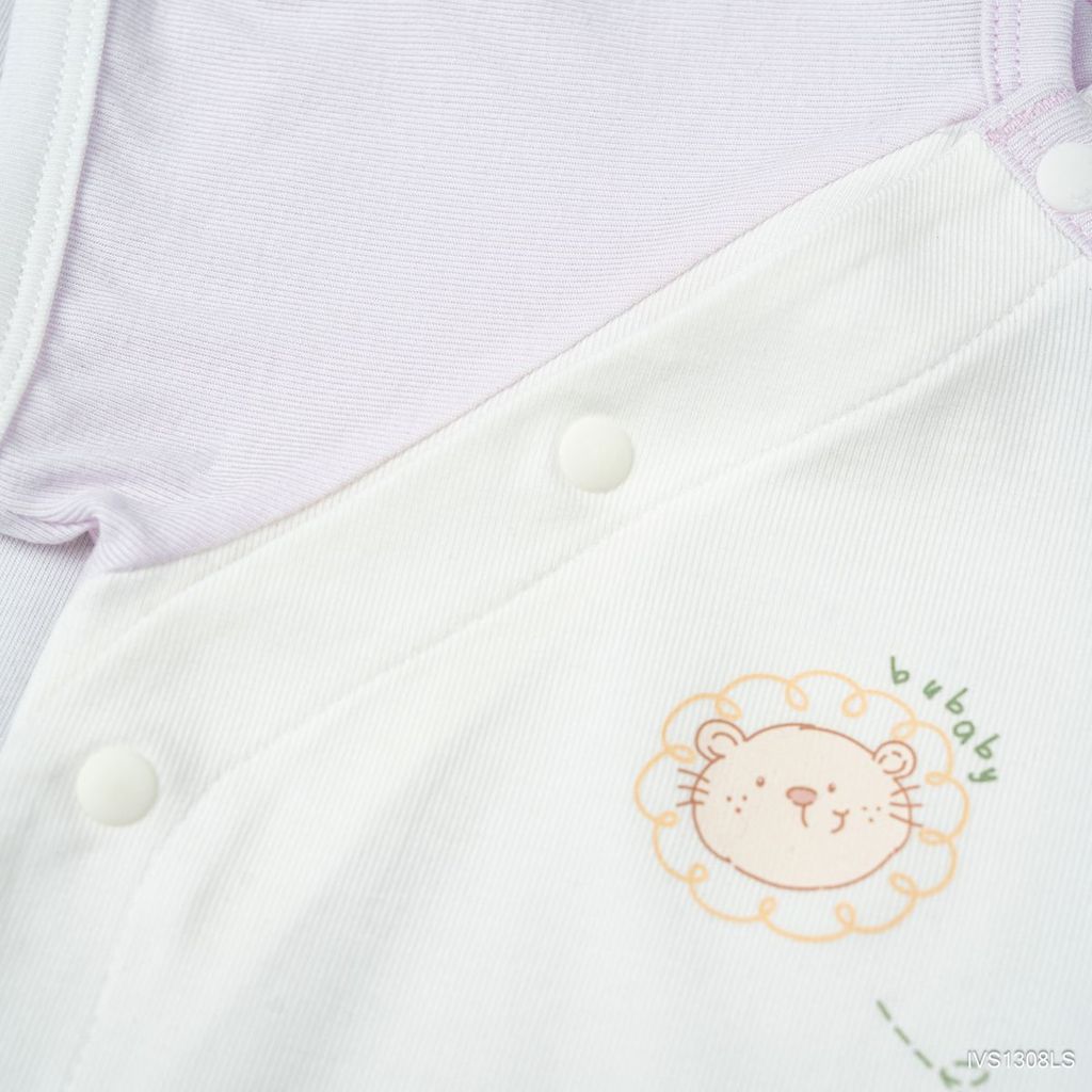 BU Baby (0M-9M) Bộ ngắn tay cài chéo thời trang hè Little Sunshine in nấm và sư tử nhí cho bé IVS130