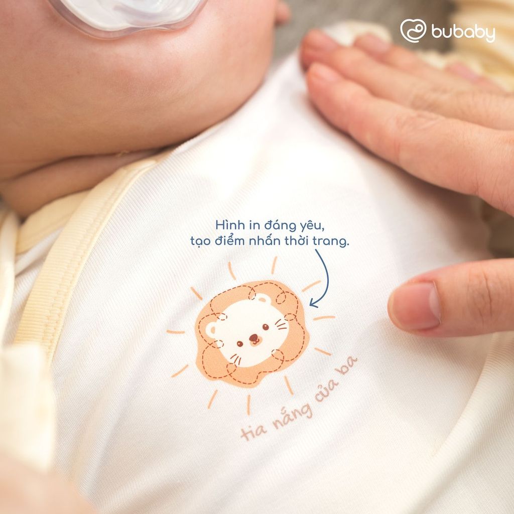 BU Baby (0M-9M) Bộ dài tay cài chéo Bao tay chân Lật Mềm mát thời trang hè Little Sunshine IVS110
