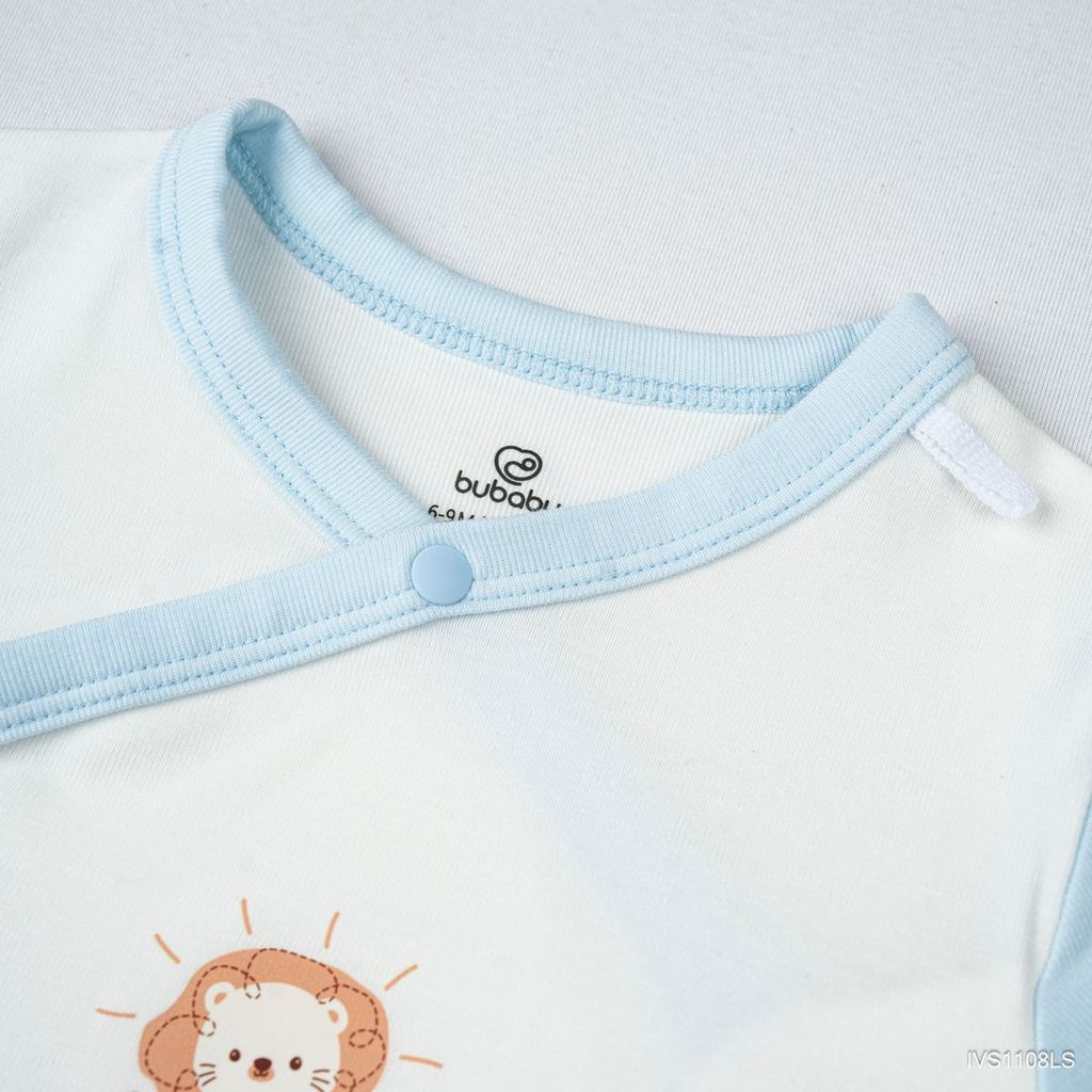 BU Baby (0M-9M) Bộ dài tay cài chéo Bao tay chân Lật Mềm mát thời trang hè Little Sunshine IVS110