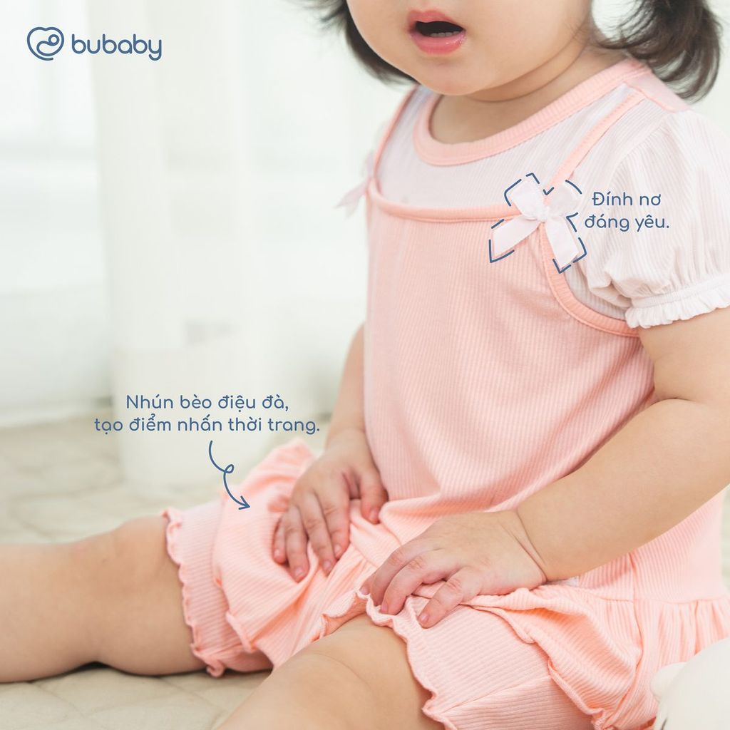 BU Baby (6M-5Y) Bộ ngắn tay cài sau Thời trang hè cho bé gái Bubaby Viscose IVS1310BG | Chính hãng