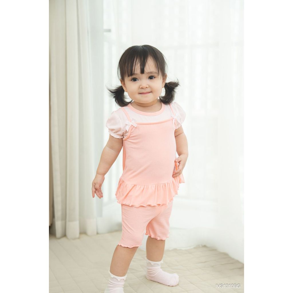 BU Baby (6M-5Y) Bộ ngắn tay cài sau Thời trang hè cho bé gái Bubaby Viscose IVS1310BG | Chính hãng