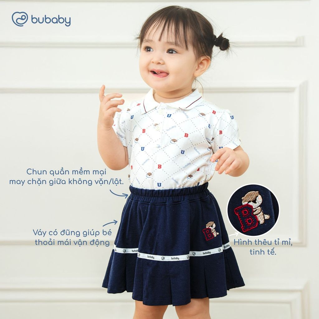 (12M-5Y) Bộ ngắn tay cổ Polo kèm chân váy cao cấp mềm mát thời trang hè cho bé Bubaby Ponie PPN1303
