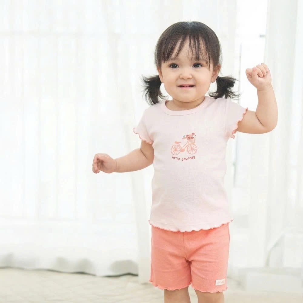 (6M-5Y) Bộ quần áo ngắn tay cổ tròn thoáng mát mềm mịn mặc hè bé trai bé gái Bubaby Viscose IVS1304