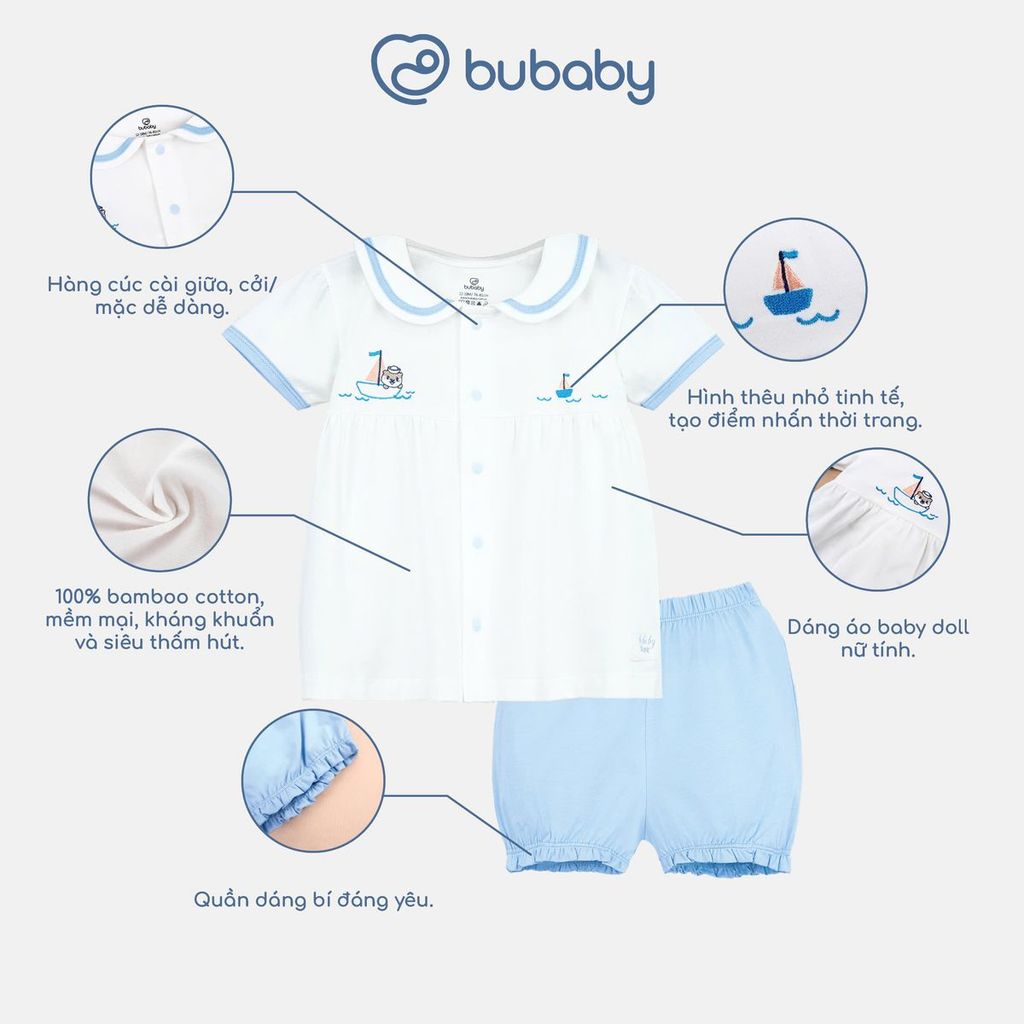 (6M-5Y) Quần áo ngắn tay thủy thủ mềm mại thoáng mát cho Bé trai Bé gái Bubaby Bamco - SBC1353