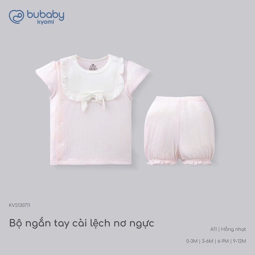 (0-12M) Bộ quần áo ngắn tay cài lệchbé trai bé gái mềm mát vải co giãn - KVS130| BU Baby chính hãng