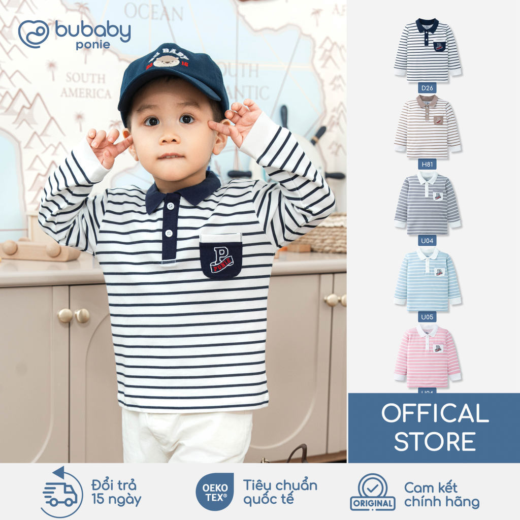 (6M-5Y) Áo Polo dài tay Mini Lines BU Baby Ponie, Cotton áo dài tay thu đông, áo dài tay trẻ em | PCT310300