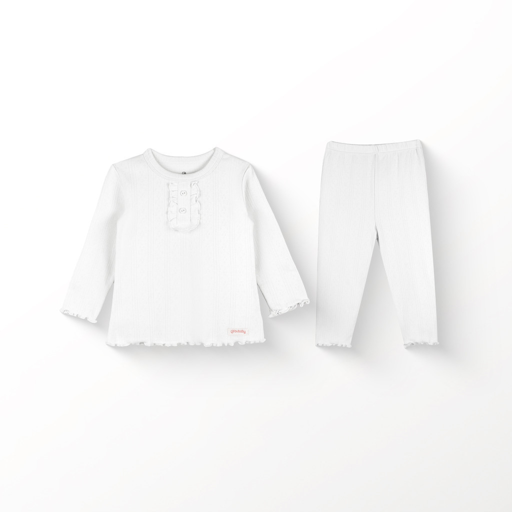 BU Baby (6M-3Y) Bộ dài tay cổ trụ Thu êm BU Siro Jacquard BU Baby SCT110301| Quần áo chính hãng