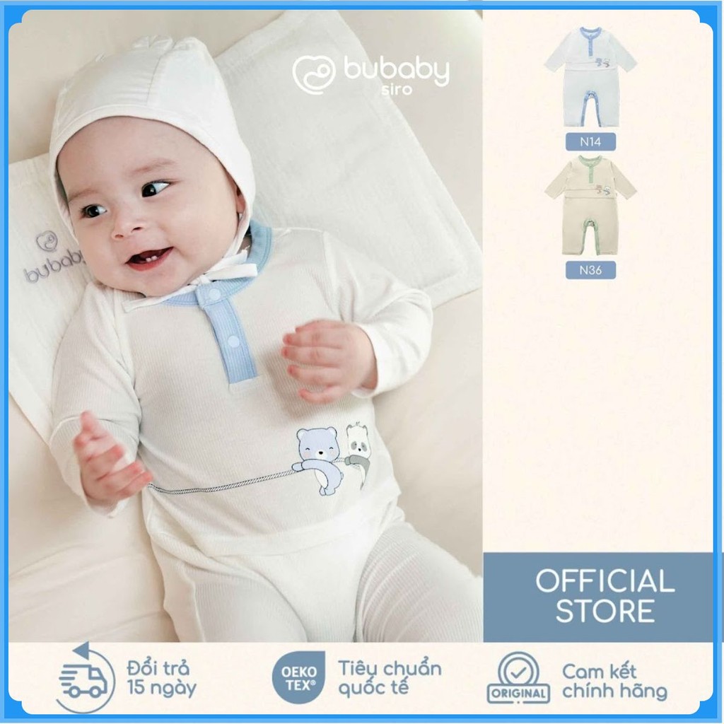 (1M-12M) Body dài tay cổ trụ Thu nhẹ BU Baby Siro BSR210300| Quần áo Bubaby chính hãng