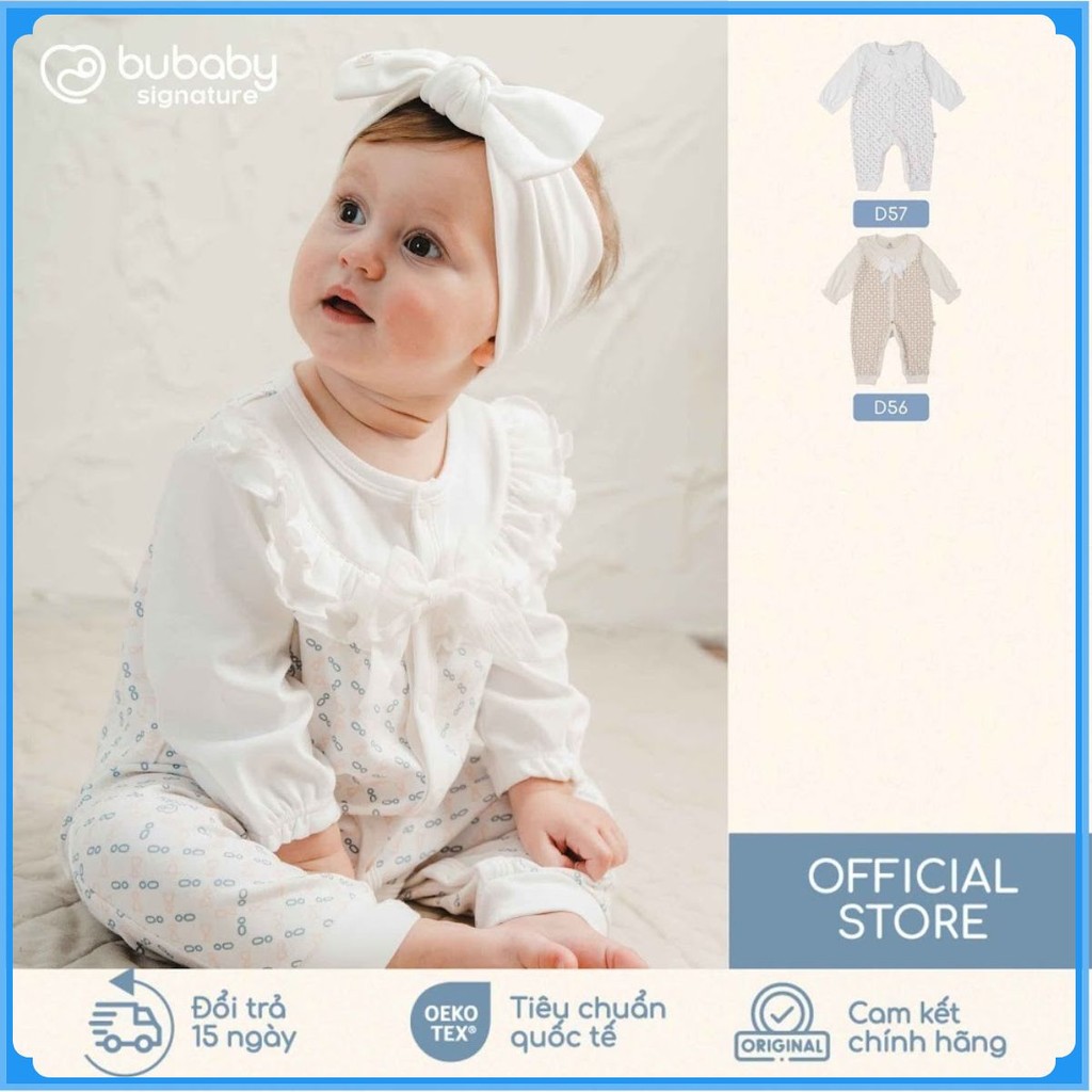 ( 1M-12M) Body dài tay cài giữa bèo ngực bé gái Iconic 1 BU Baby Cotton BCT215900| Quần áo Bubaby chính hãng