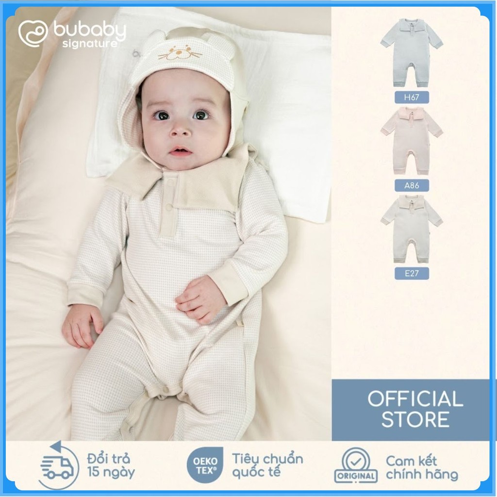 (1M-12M) Body dài tay cổ thủy thủ Thu đông cho bé Bubaby Cotton BCT215300| Quần áo Bubaby chính hãng