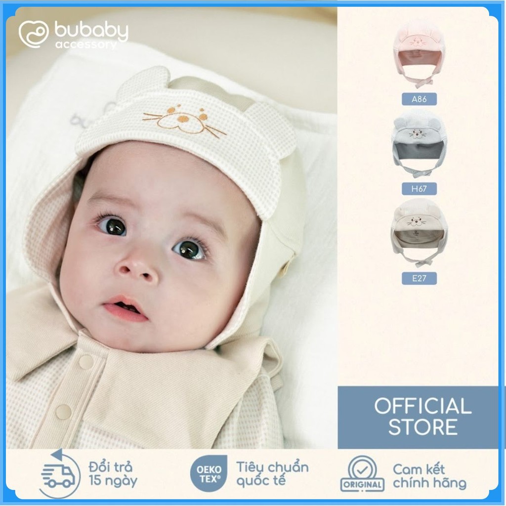 (1M-12M) Mũ  phi công Thu đông cho bé Bubaby Cotton ACT198800| Phụ kiện BU chính hãng