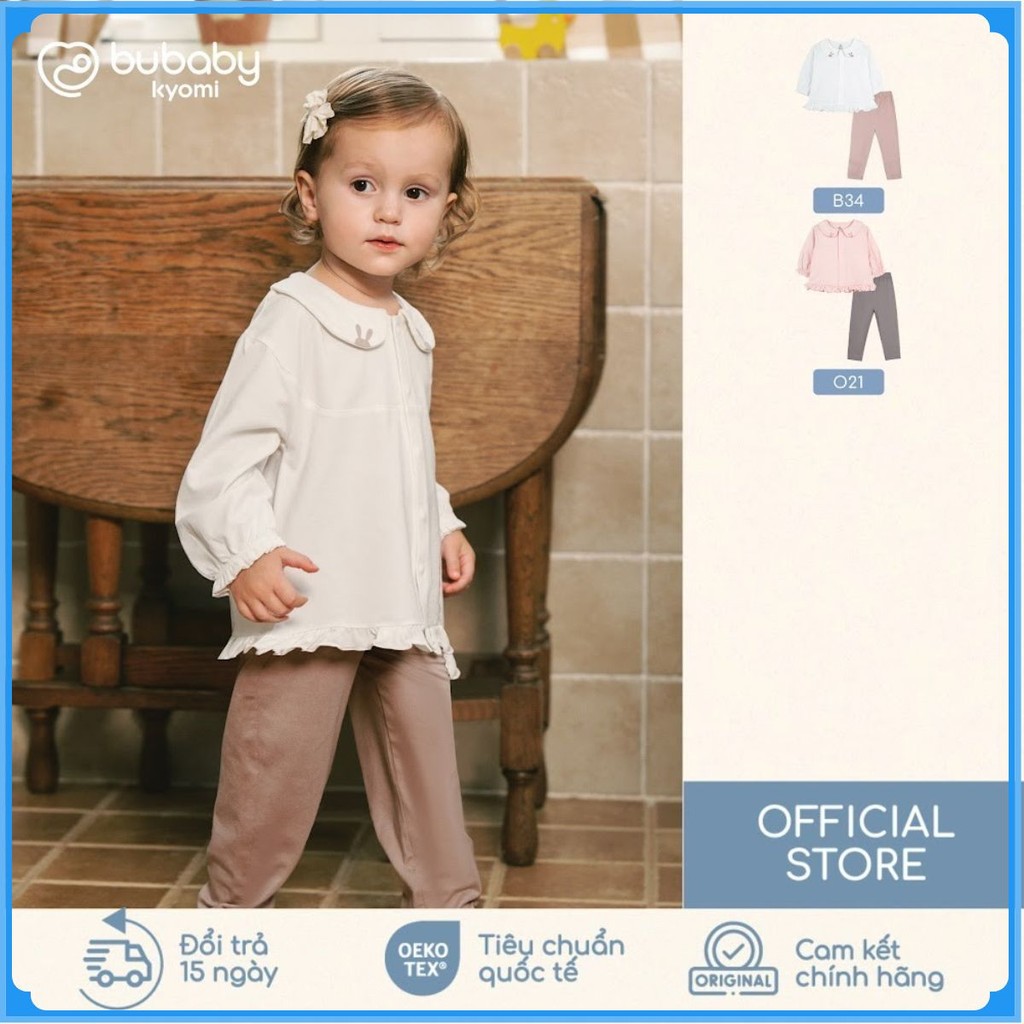 (6M-24M) Bộ dài tay cài giữa cổ sen BU Baby Bamco BBC1102CS| Quần áo Bubaby chính hãng