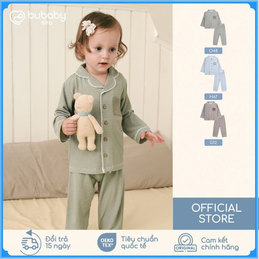 (18M-5Y) Bộ dài tay cài giữa Pijama mặc ở nhà, đồ ngủ BU Baby Siro BSR1102PJ | Quần áo Bubaby chính hãng