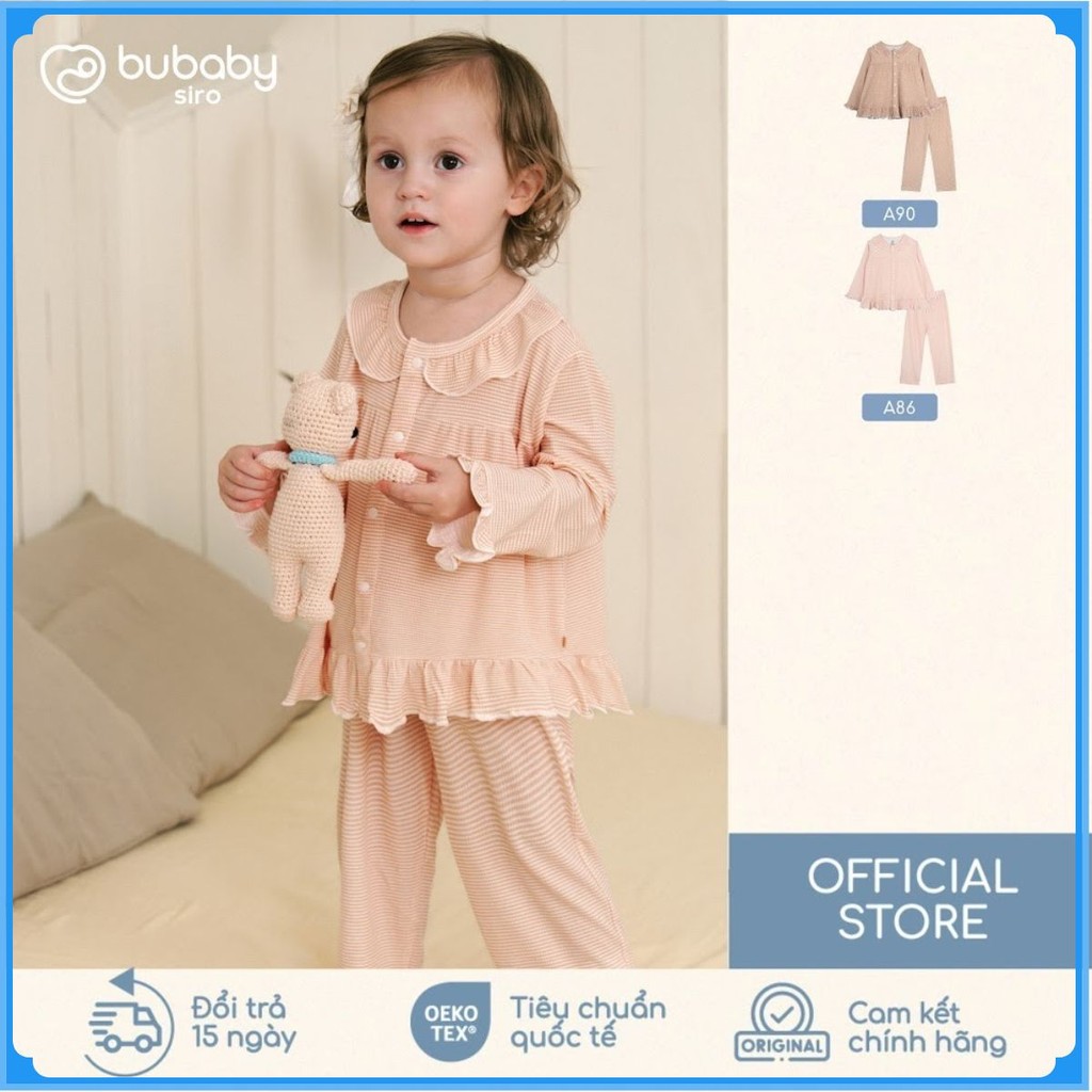 (18M-5Y)  Bộ dài tay cài giữa bèo cổ Pijama mặc ở nhà, đồ ngủ cho bé BU Siro BSR1102BC | Quần áo Bubaby chính hãng