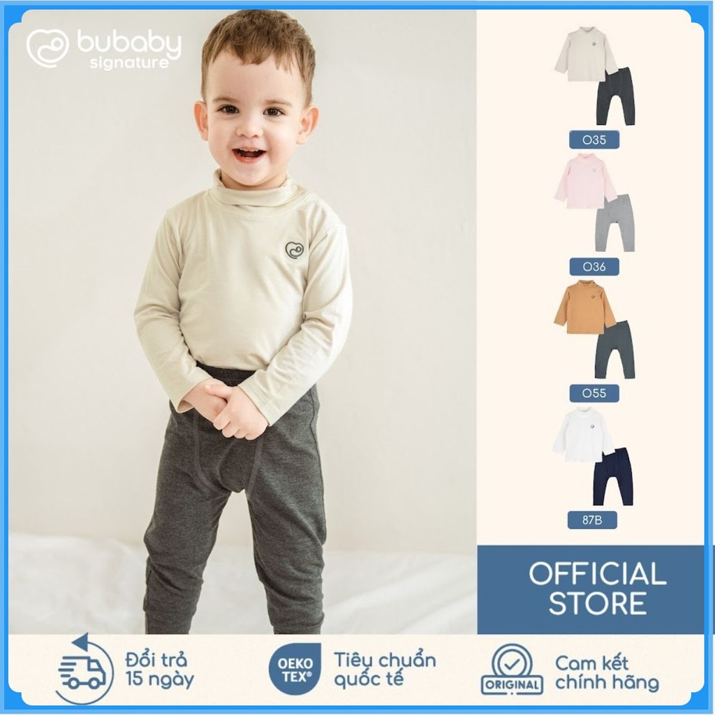 (3M-24M) Bộ dài tay cao cổ, cài vai  Bubaby Bambus BBB110904 | Quần áo BU chính hãng