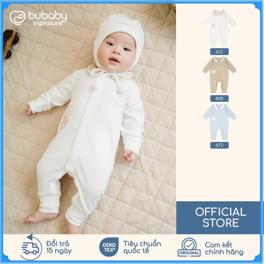 (NB-12M) Body đồ liền thân dài tay cổ Peterpan Gloute mùa Thu êm cho bé BU Cotton BCT210302| BU Baby chính hãng